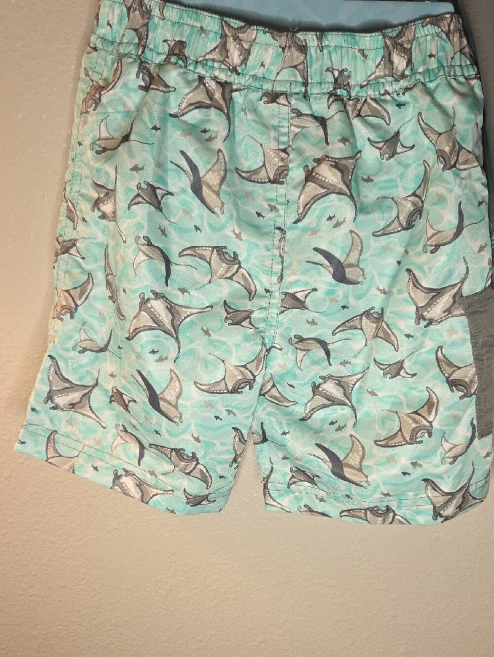 Skin Kids Gray & Aqua Manta Ray Rash Guard 3-Piece Swim Set